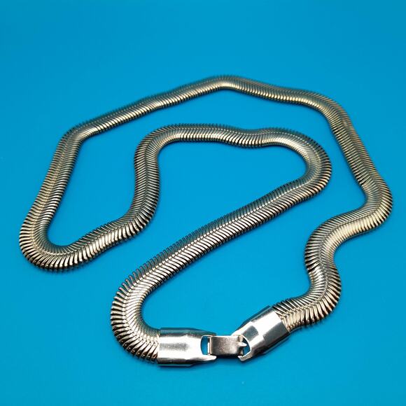 Vintage Gold Tone Snake Chain Necklace 30” Adjustable Fold  Vintage Gold Tone Snake Chain Necklace 30” Adjustable Fold Over Clasp